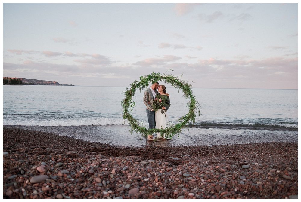Superior Shores Resort Wedding in Two Harbors Minnesota, Duluth wedding photographer, sunset on Lake Superior